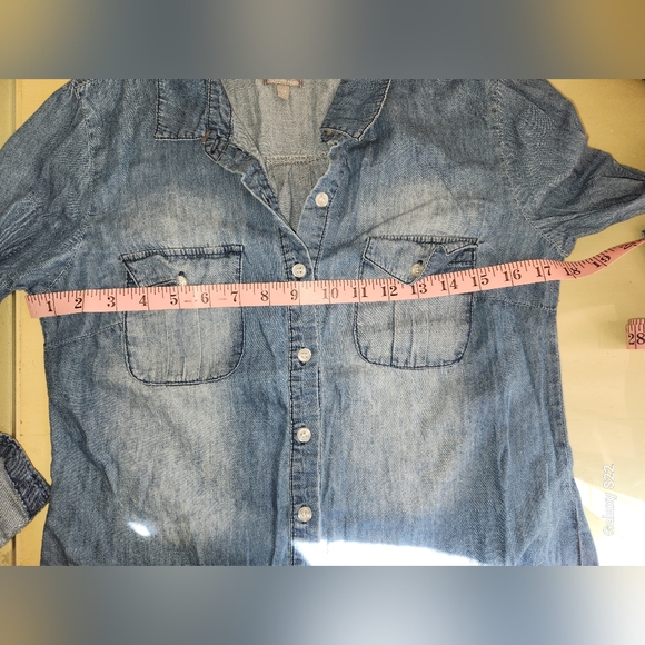 Womens Denim Button Down Long Sleeve Top - Picture 8 of 8